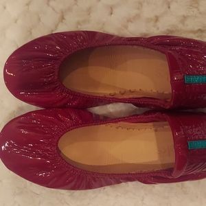 Tieks candy red ballerina shoes. Us Size 7 - comfortable and dressy too.